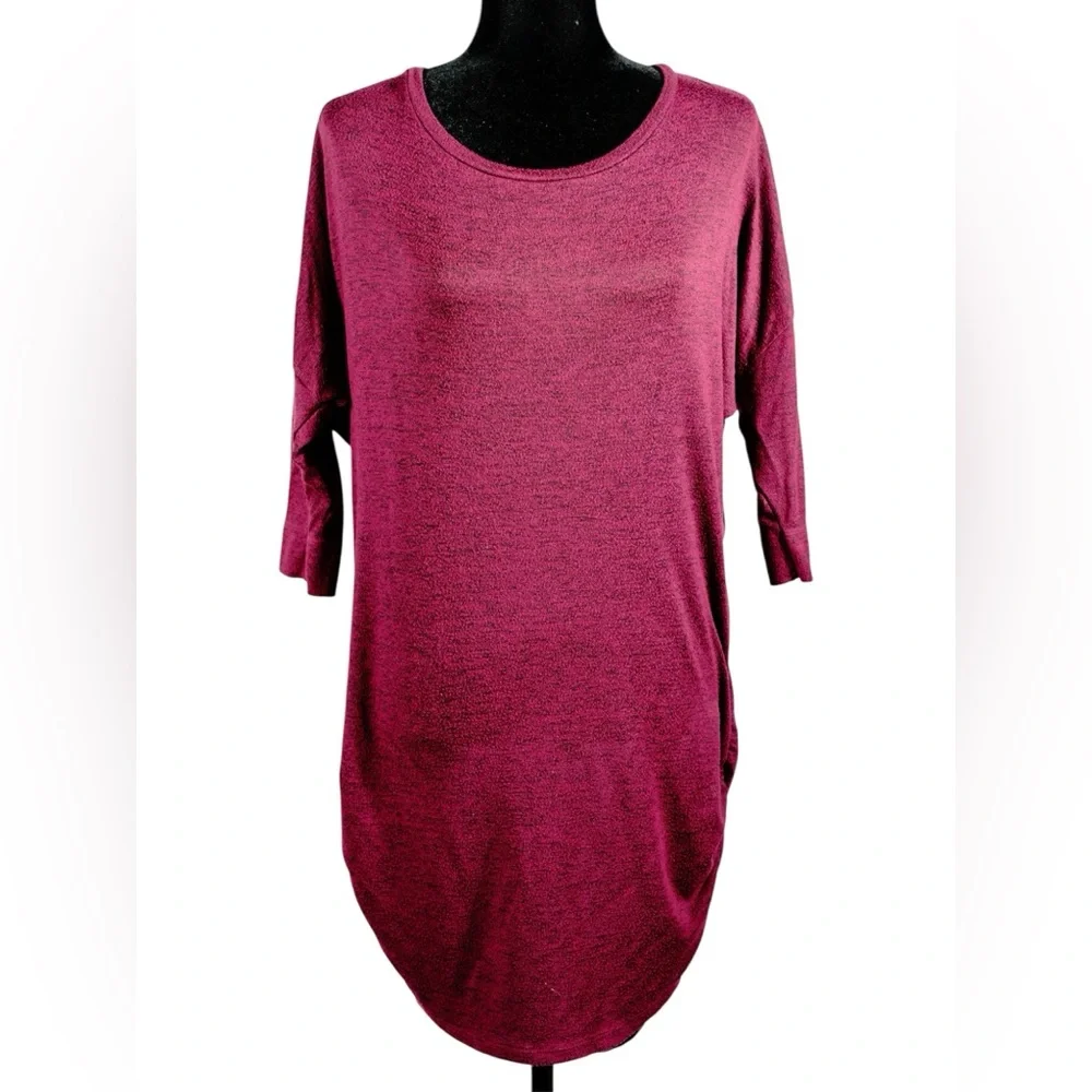Express Burgundy Ruched Knit Top Stretch Jersey – Size Large - Picture 4 of 16